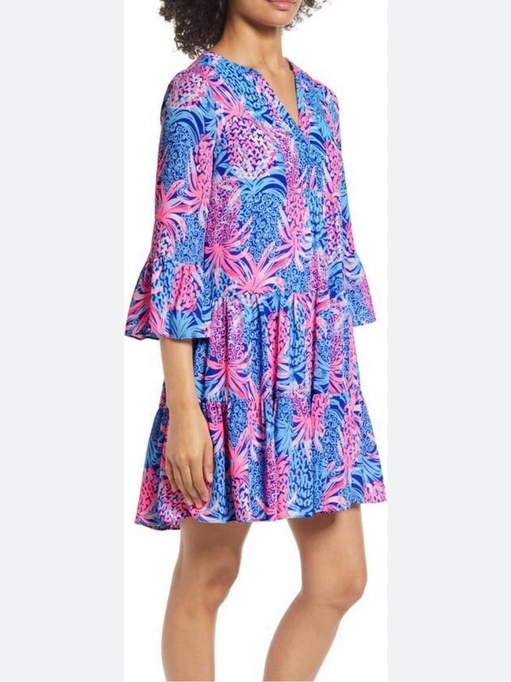 Lilly Pulitzer Gabriel Lileeze Tunic Dress Borealis Blue Tropic sz 4 runs big